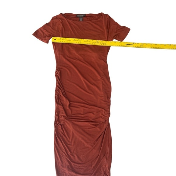 A Pea In The Pod Maternity Burnt Orange Short Sleeve Fall Dress Cinch Side XS - Picture 3 of 6